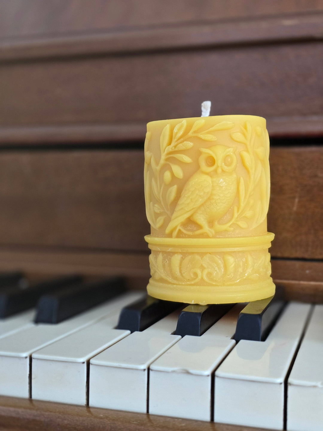 Forest Owl Pillar Beeswax Candle