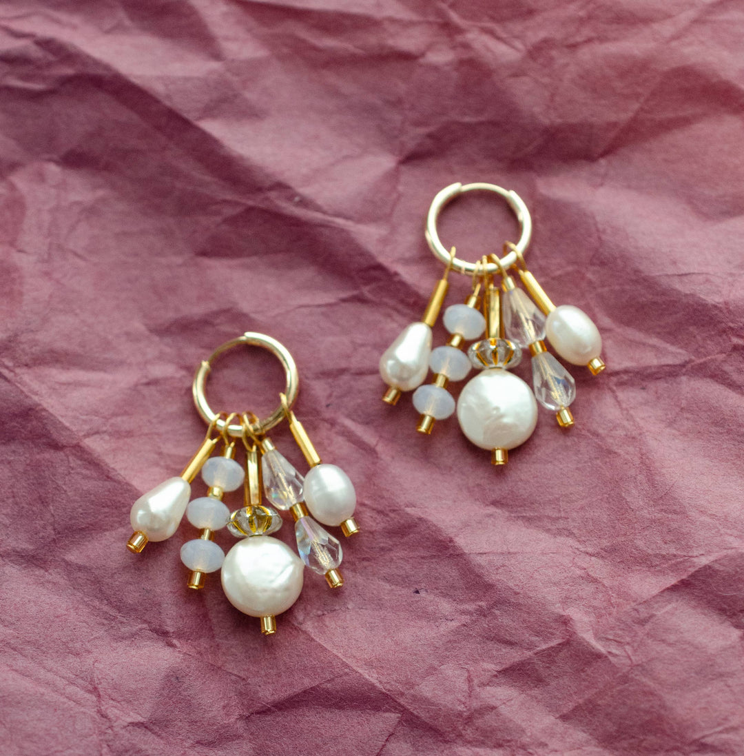 Pearl Dangle Hoop Earrings