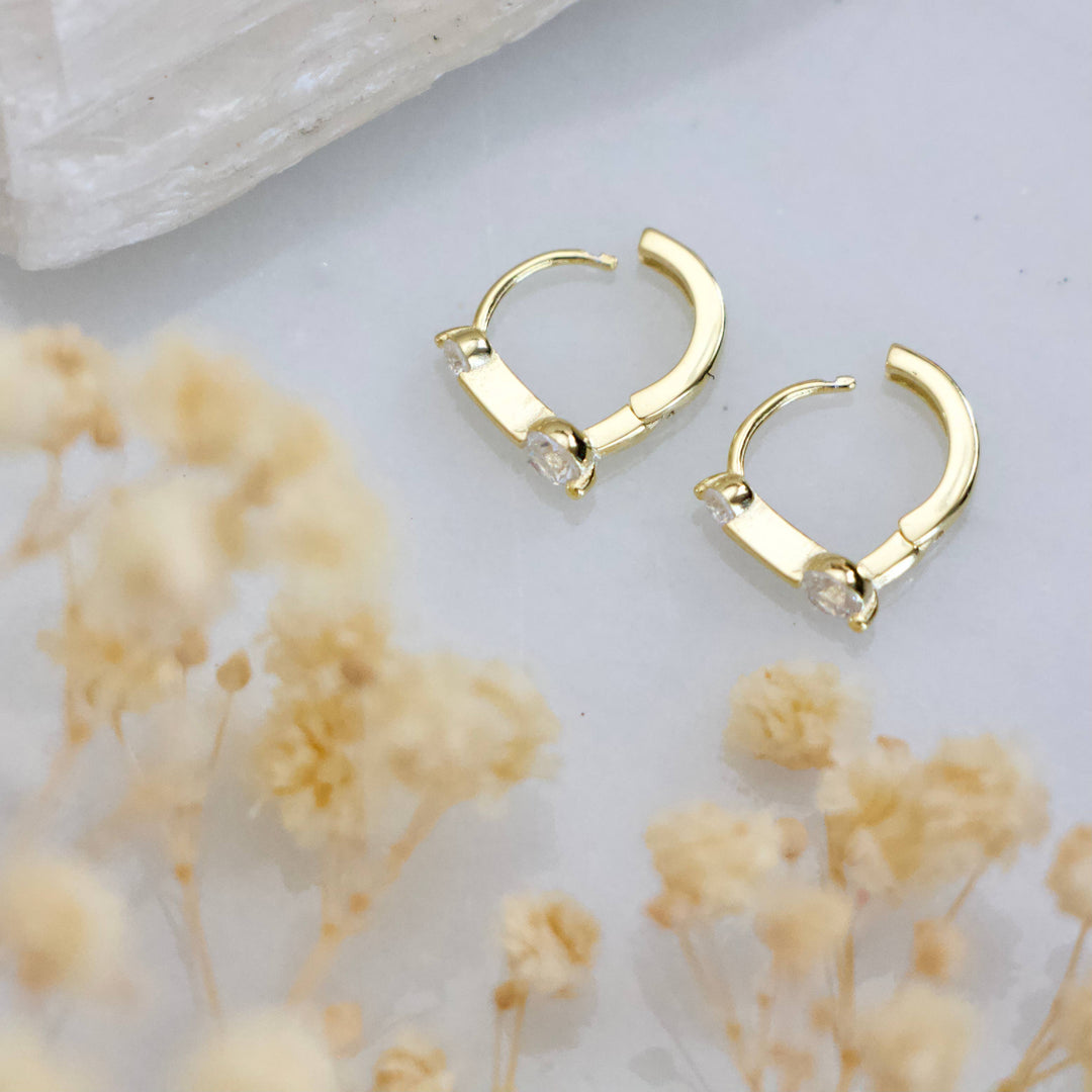 Zircon Pen Huggie Hoop Earrings
