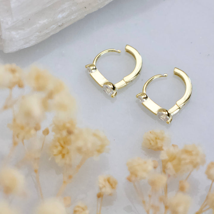 Zircon Pen Huggie Hoop Earrings