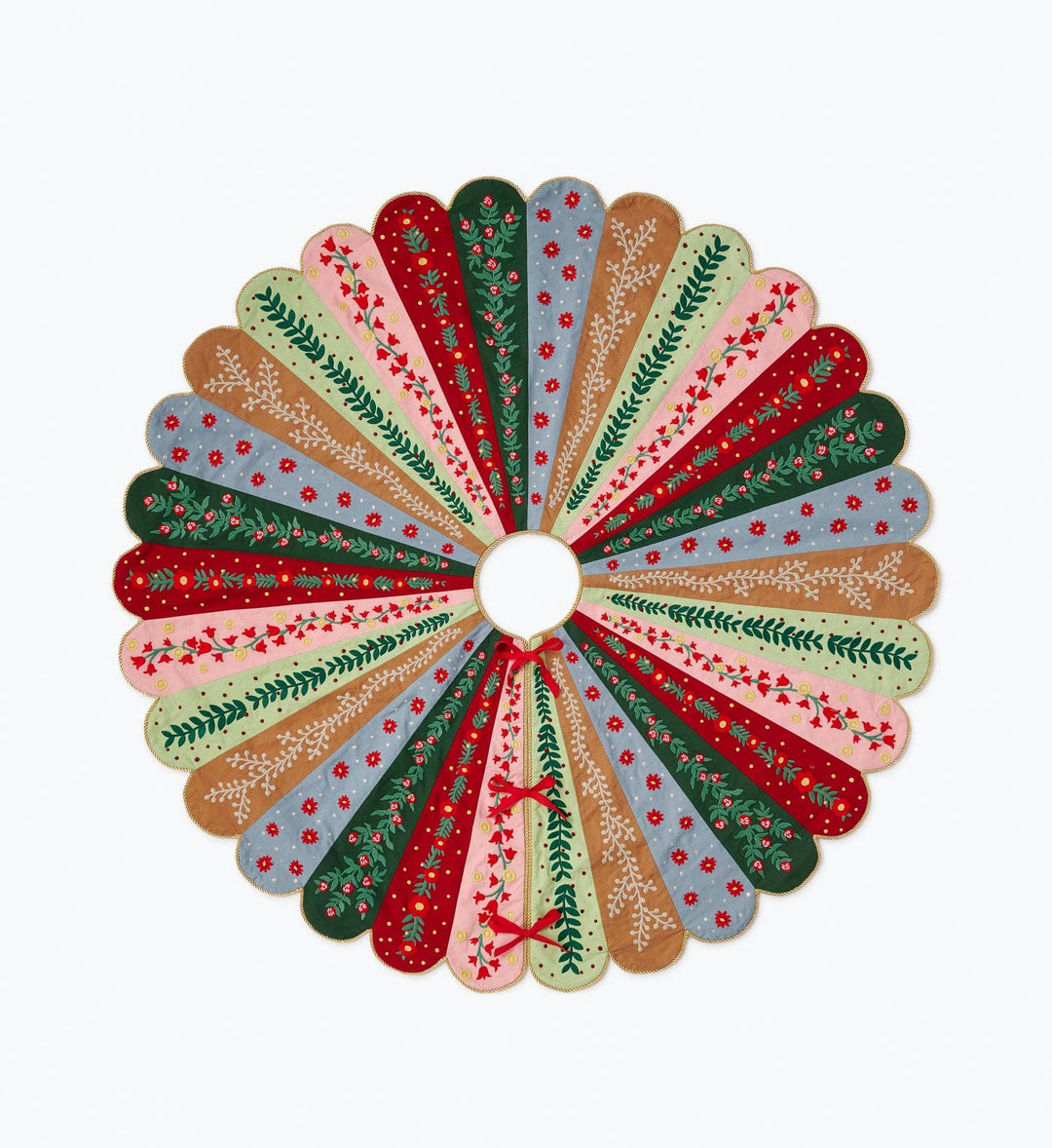 Holly Jolly Embroidered Tree Skirt