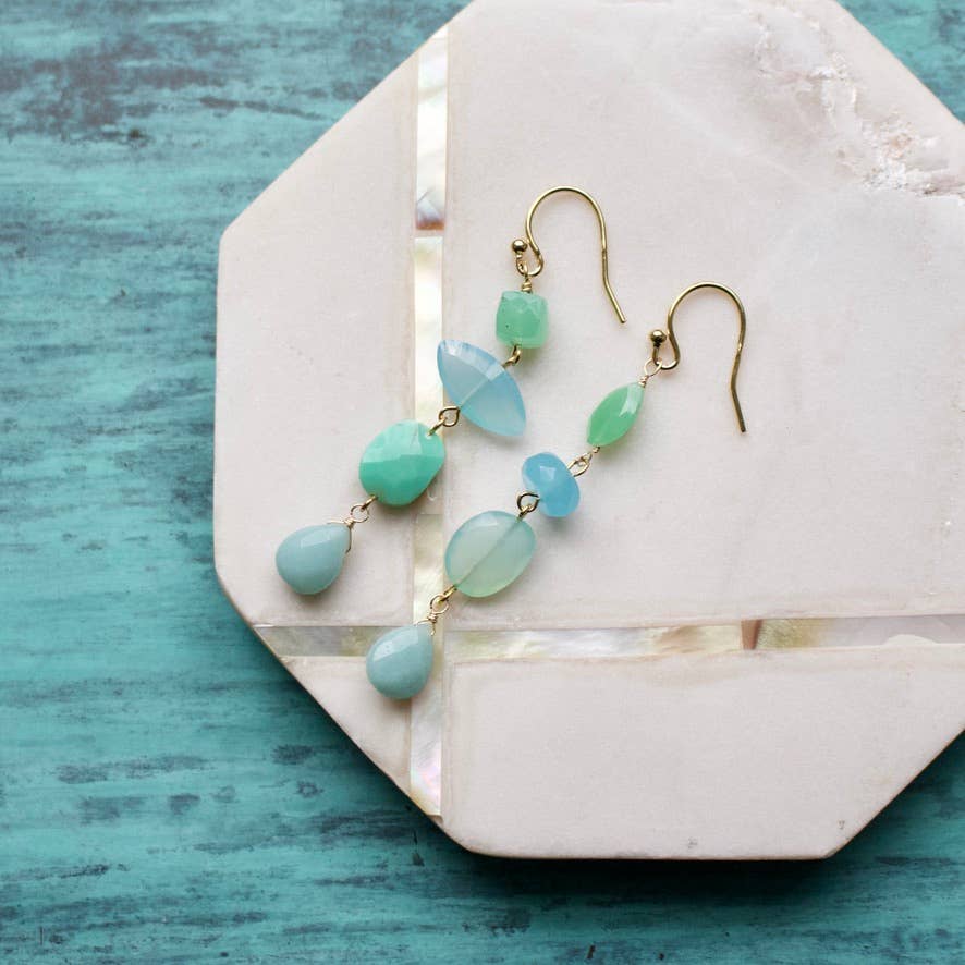 Semi-Precious Mismatched Earrings in Carnelain/Pink