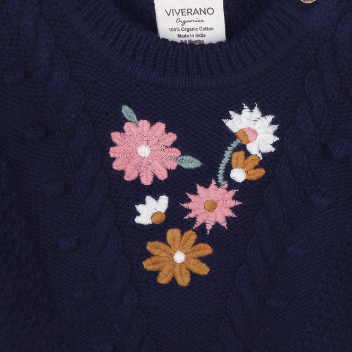 Floral Embroidered Chunky Baby Sweater