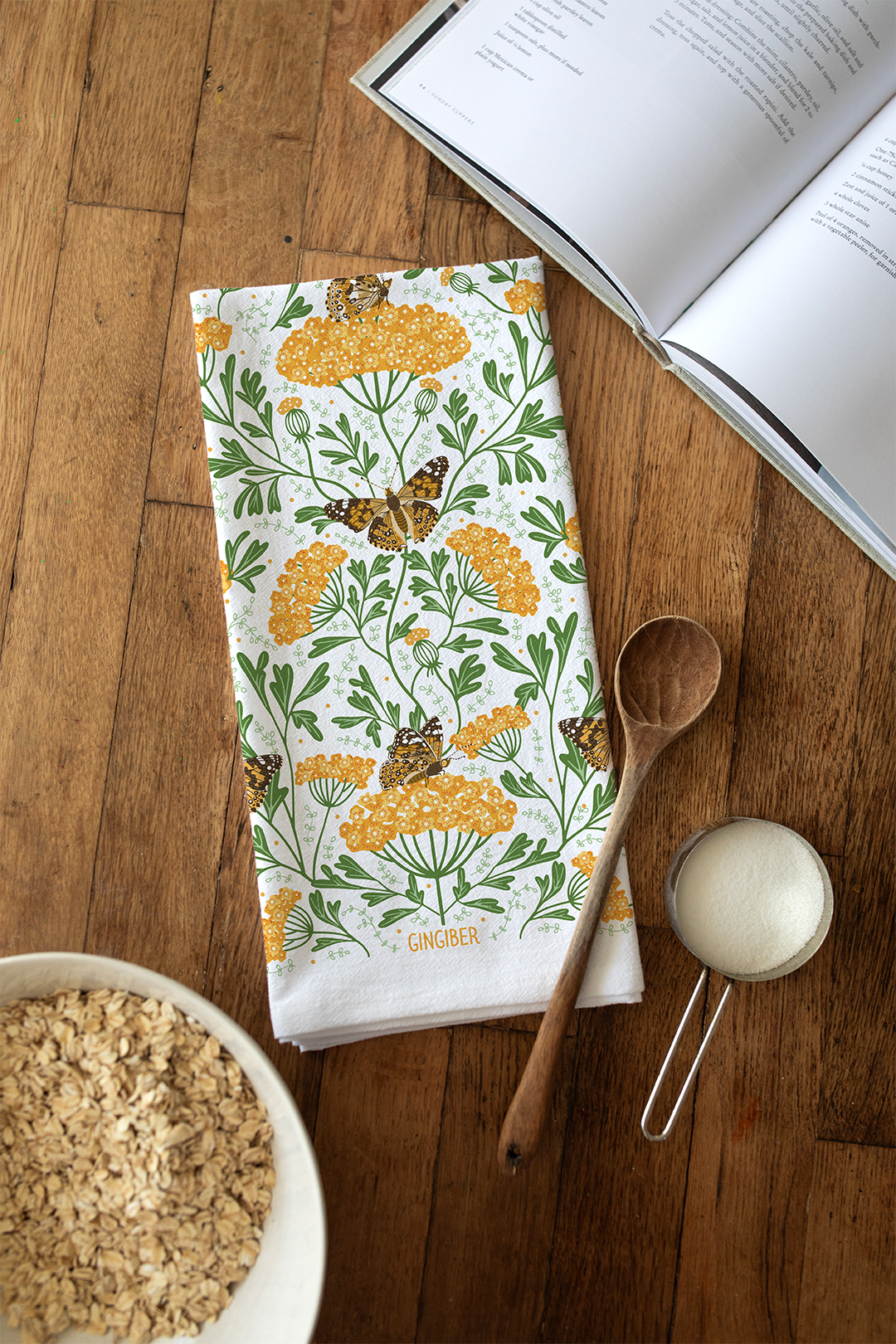 Yarrow & Painted Lady Tea Towel