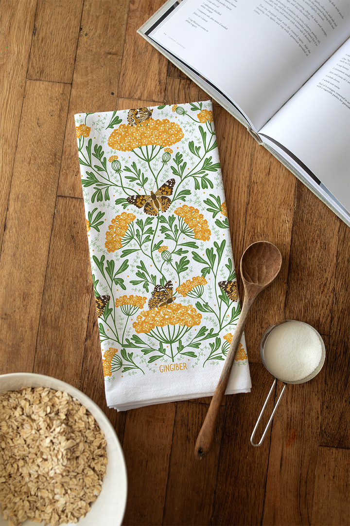 Yarrow & Painted Lady Tea Towel