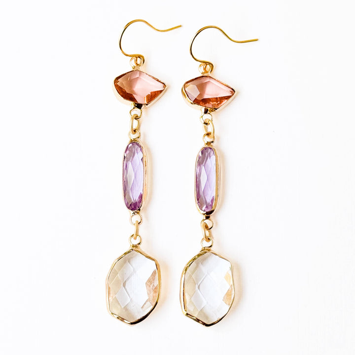 Colorful Faceted Glass Dangle Earrings