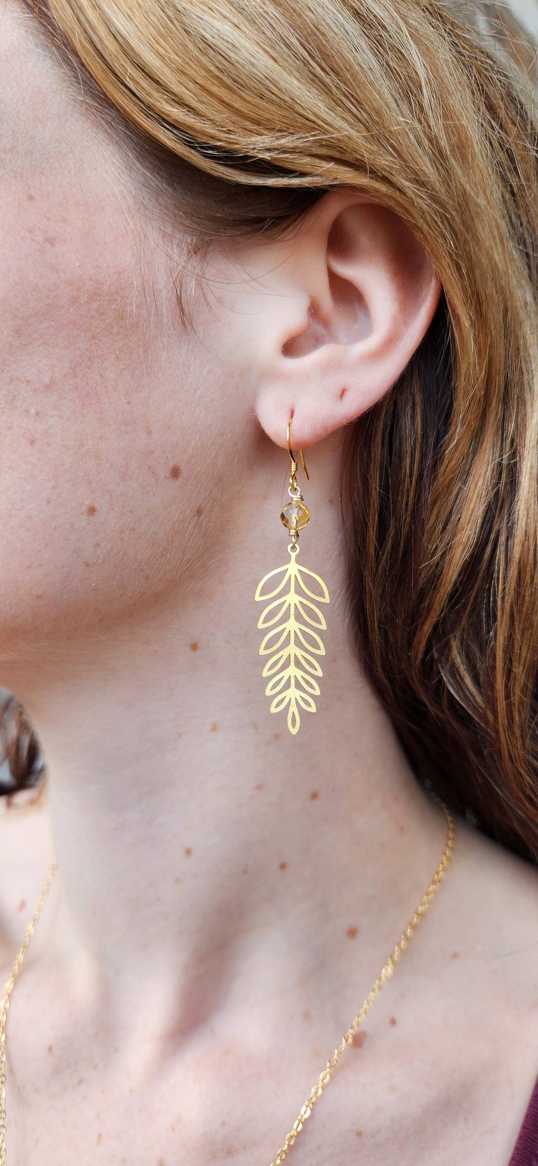 Citrine Gold Leaf Branch Earrings