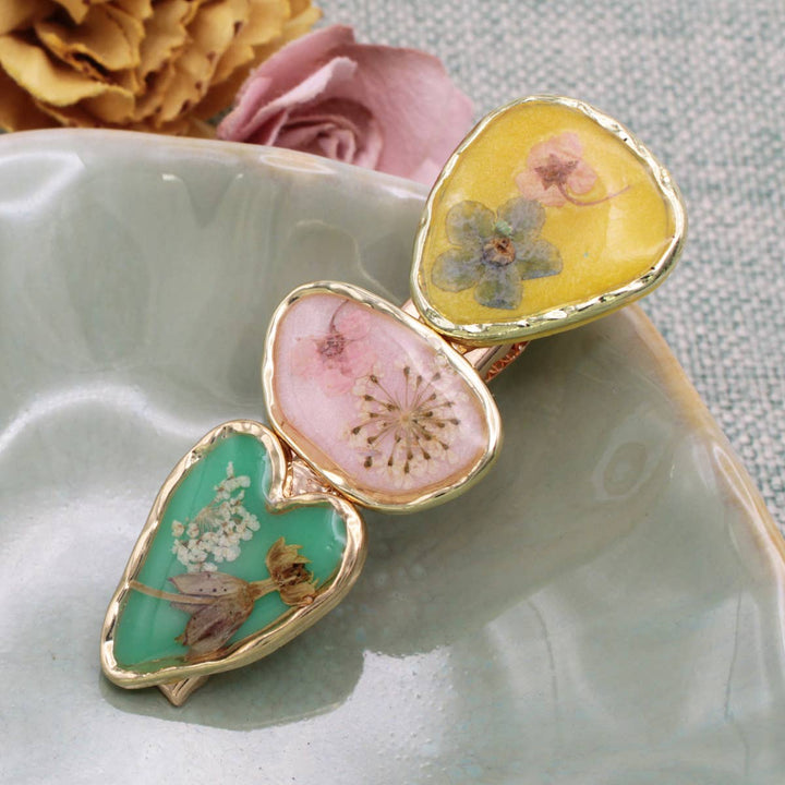 Bright Pastel Dried Flower Barrette