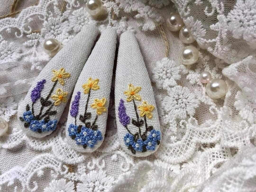 Lavender Embroidered Barrette