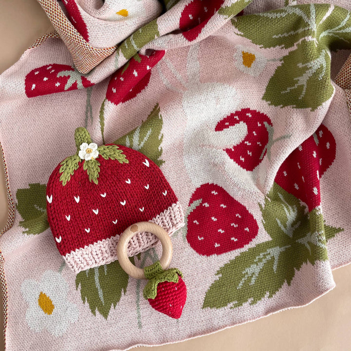 Strawberry Blanket with Bailey Bunny