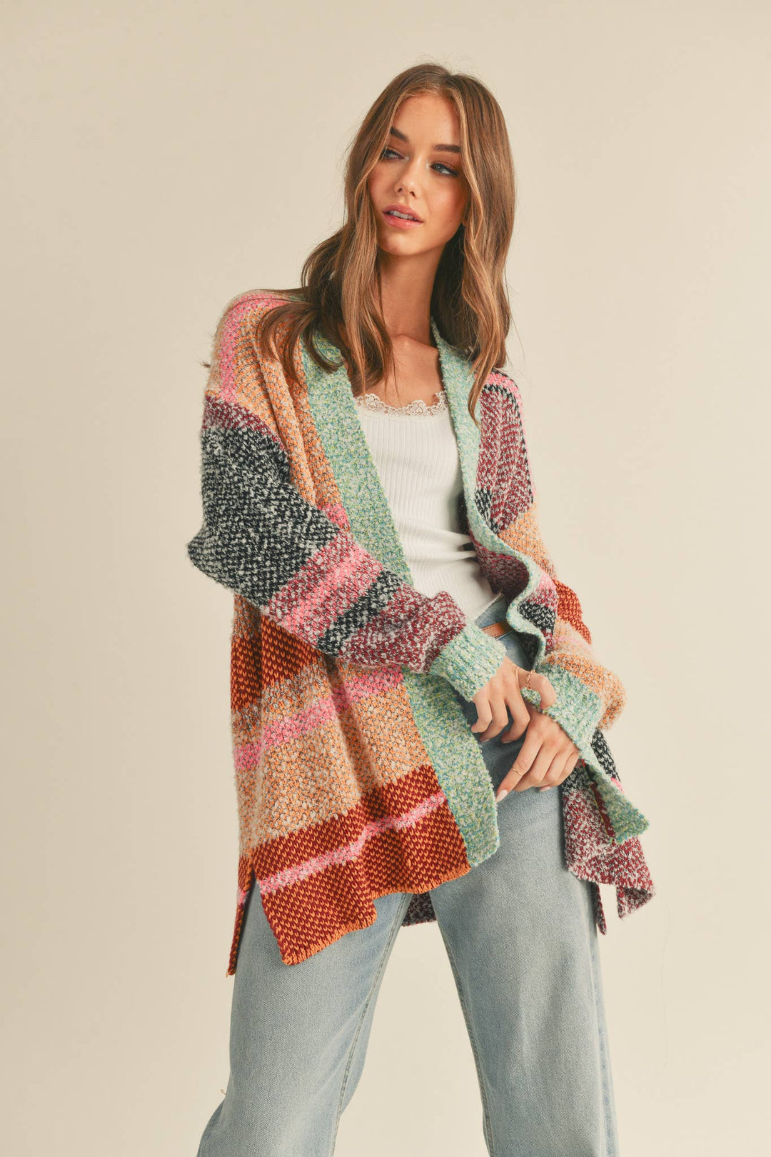 Oversized Color Block Cardigan in 2 Colors