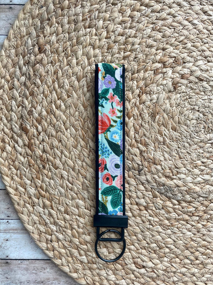 Mint Multicolored Floral Keychain Wristlet