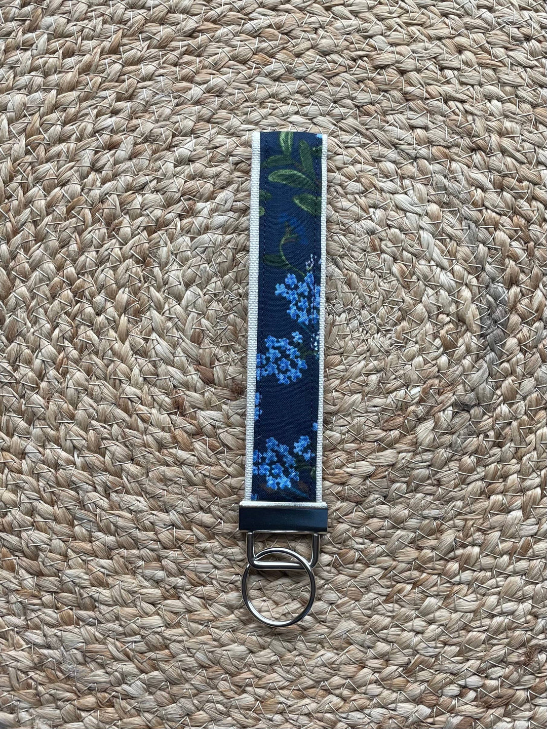 Navy Hydrangea Keychain Wristlet