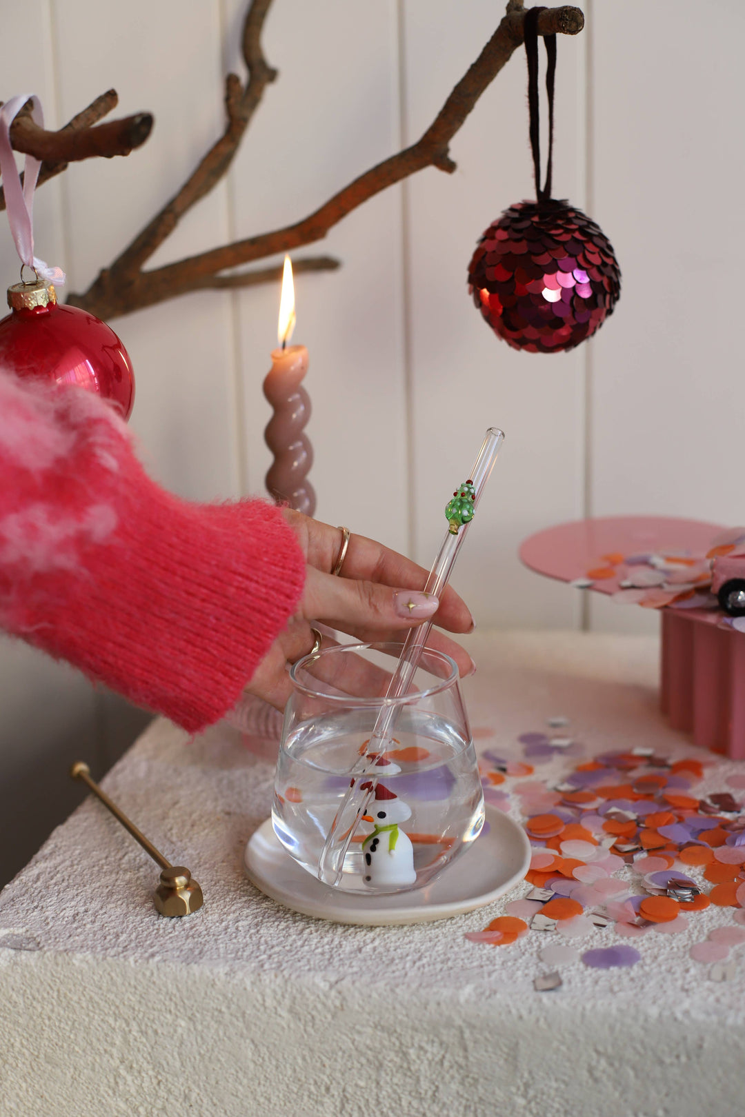 Snowman Figurine Drinking Glass