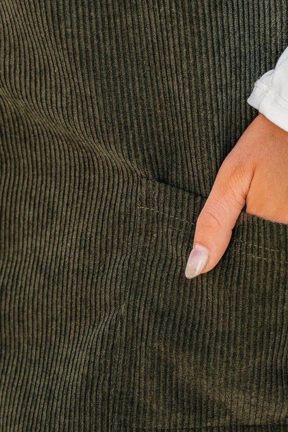 Corduroy Overall Dress in Green