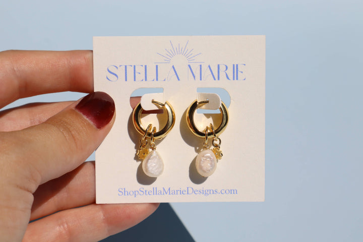 Coastal Pearl Charm Earrings