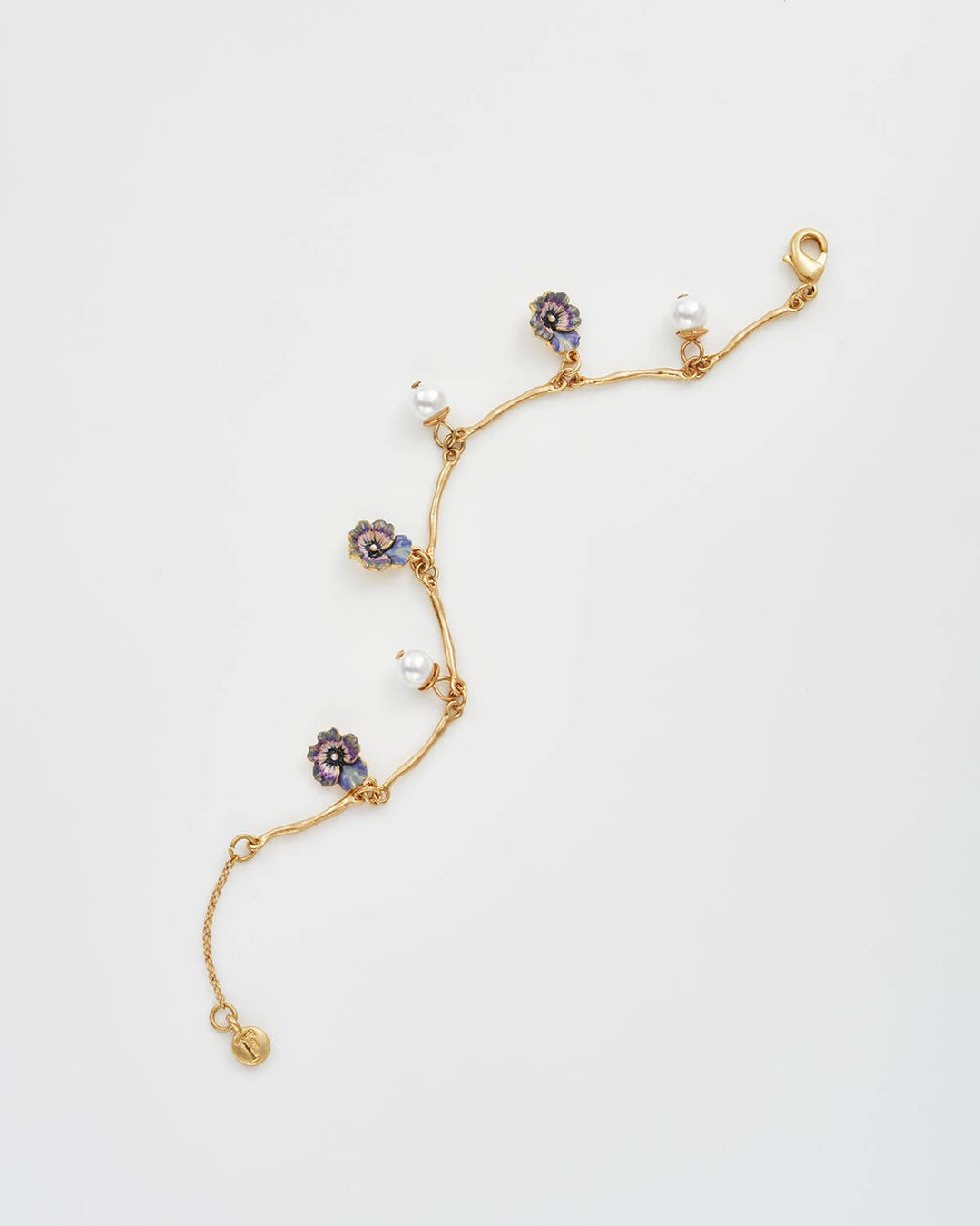 Pansy Pearl Multi Gold Charm Bracelet