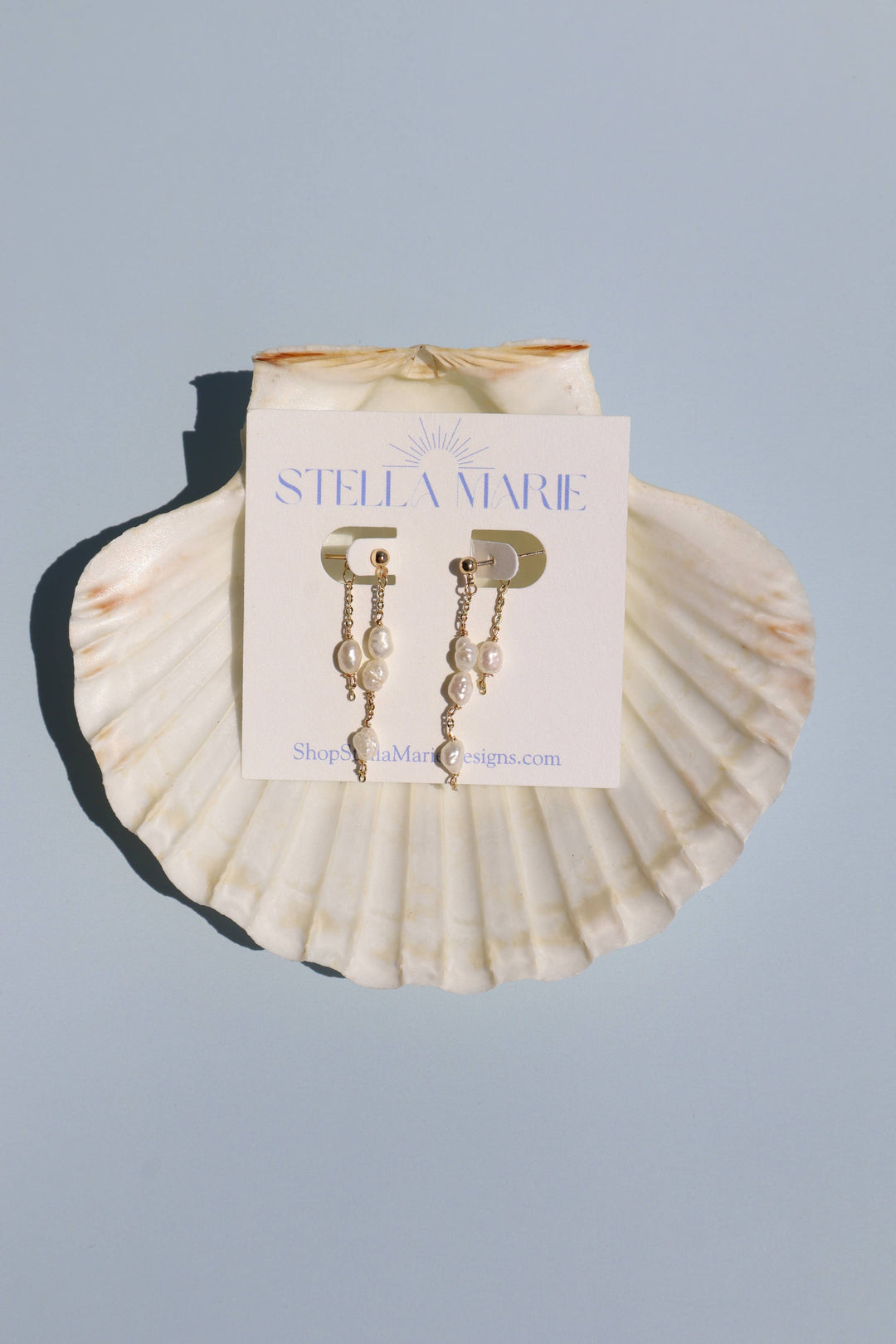 Baroque Pearl Chain Stud Earrings