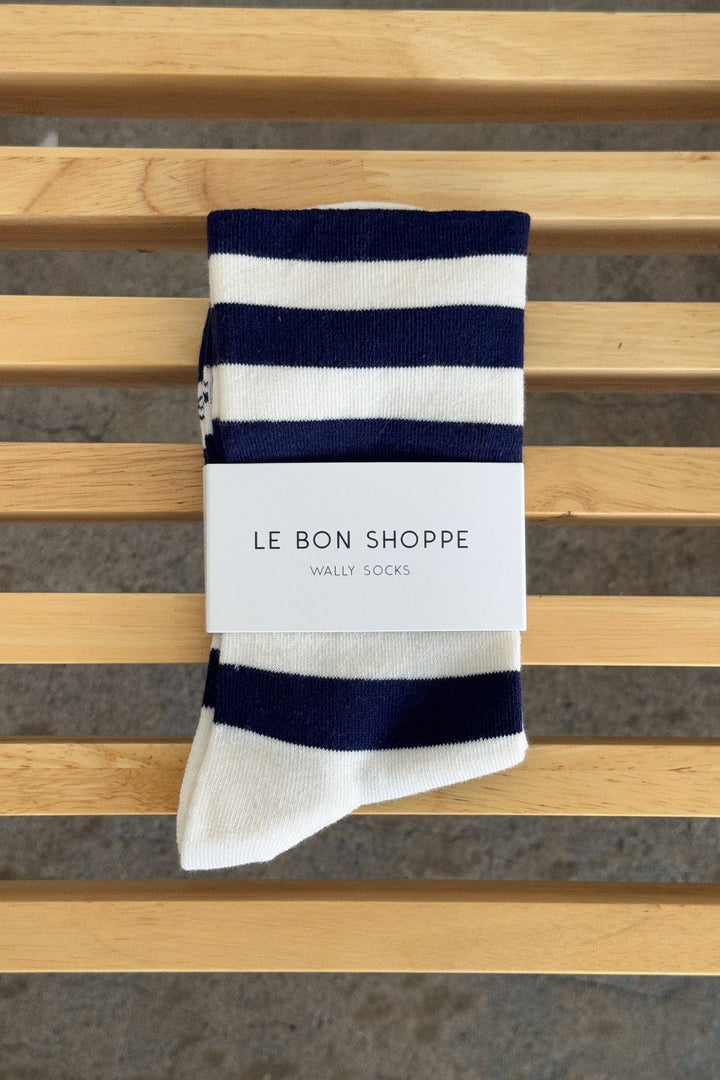 Wide Wally Socks, Navy Stripe