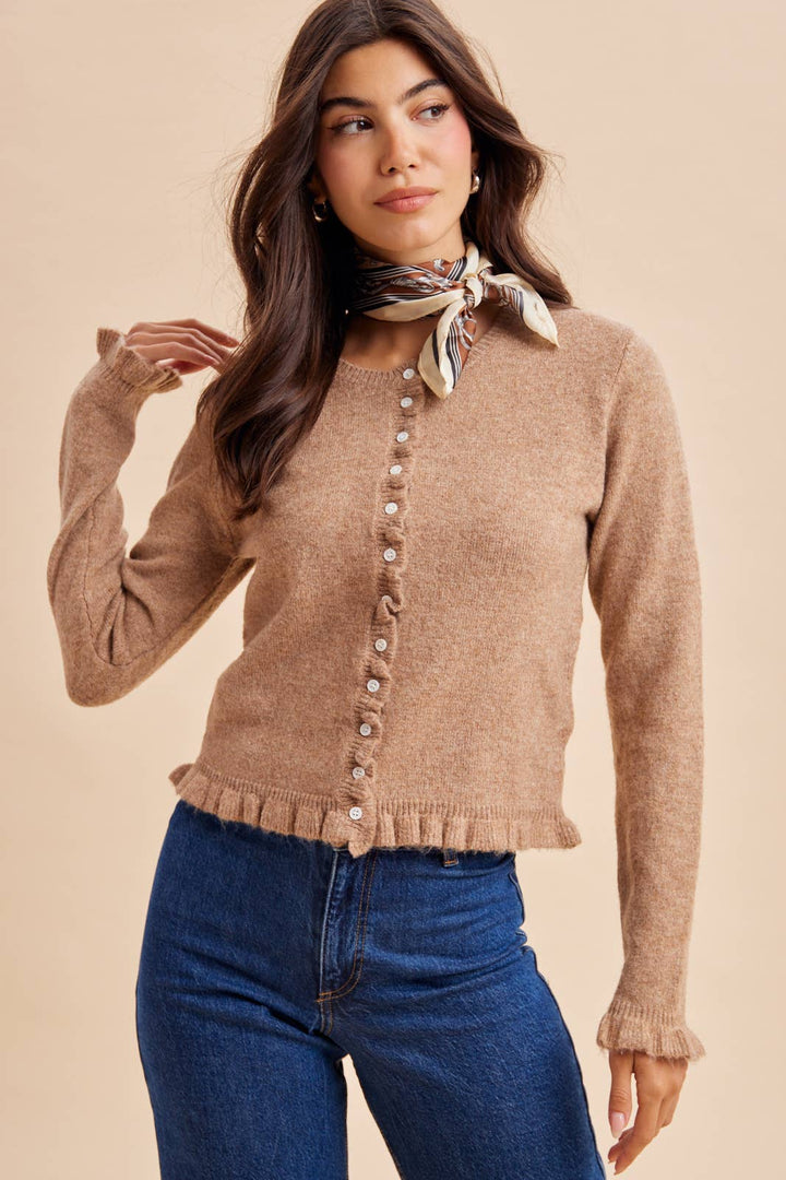 Ruffled Knit Cardigan