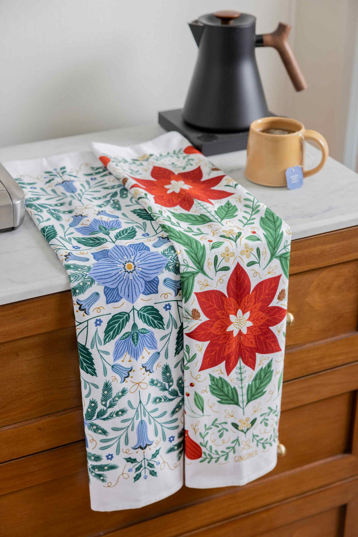 Christmas Poinsettia Tea Towel
