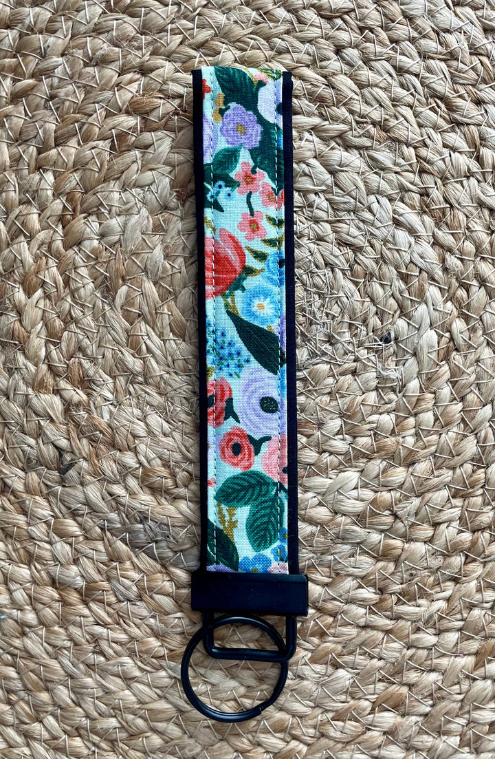 Mint Multicolored Floral Keychain Wristlet