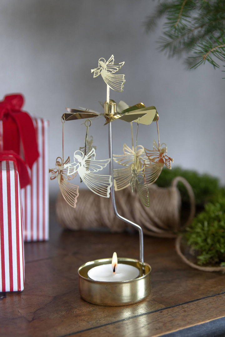Gold Flying Angel Rotary Candleholder