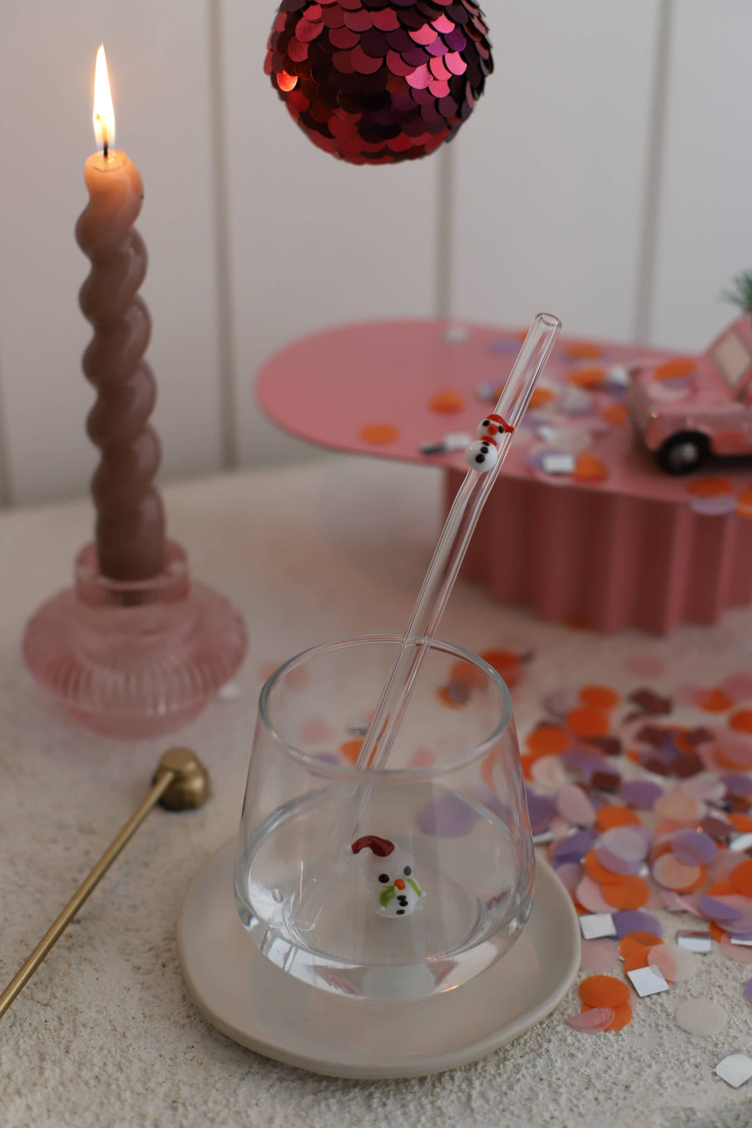 Snowman Figurine Drinking Glass