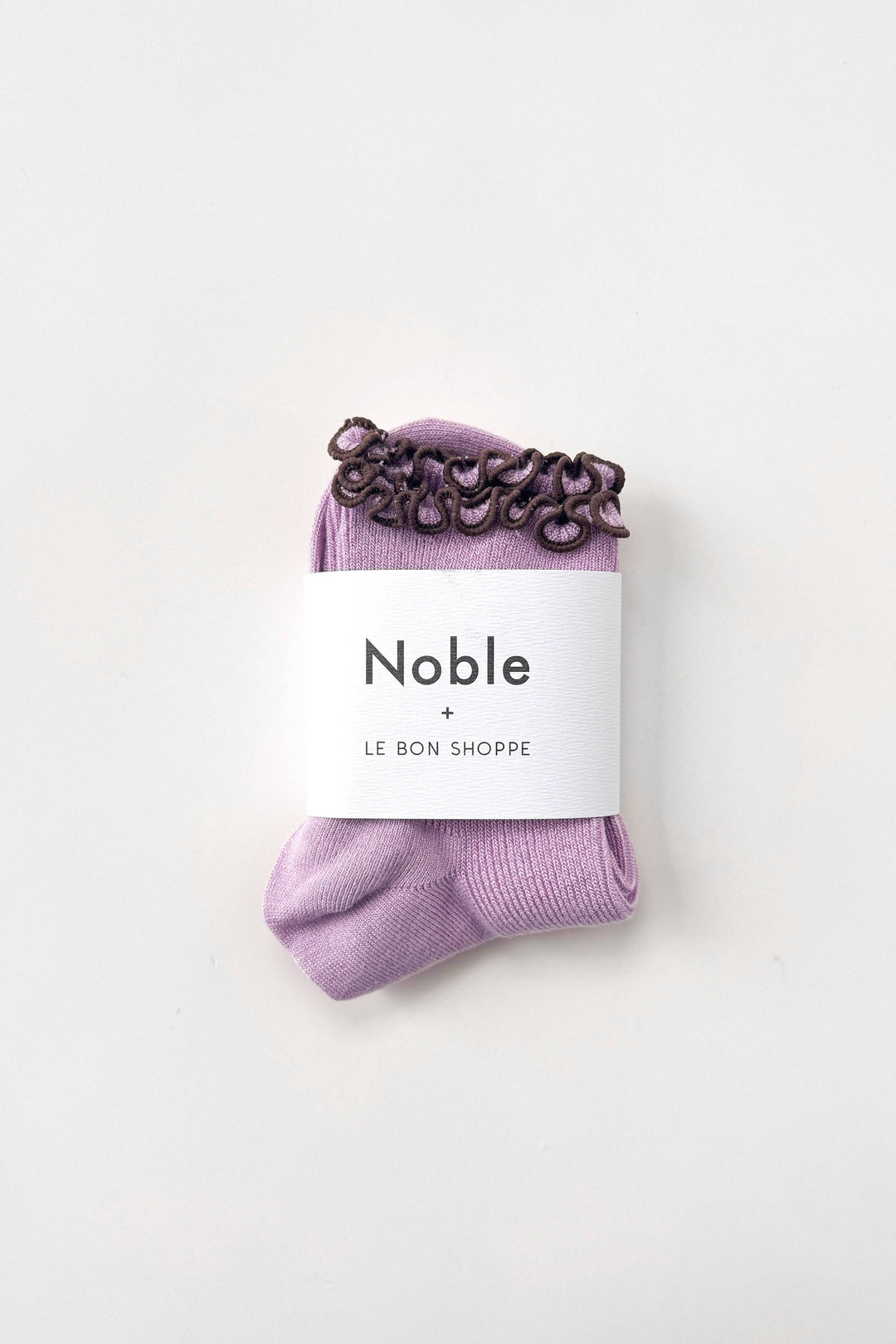 The Petite Ruffled Modal Socks in Lilac/ Brown