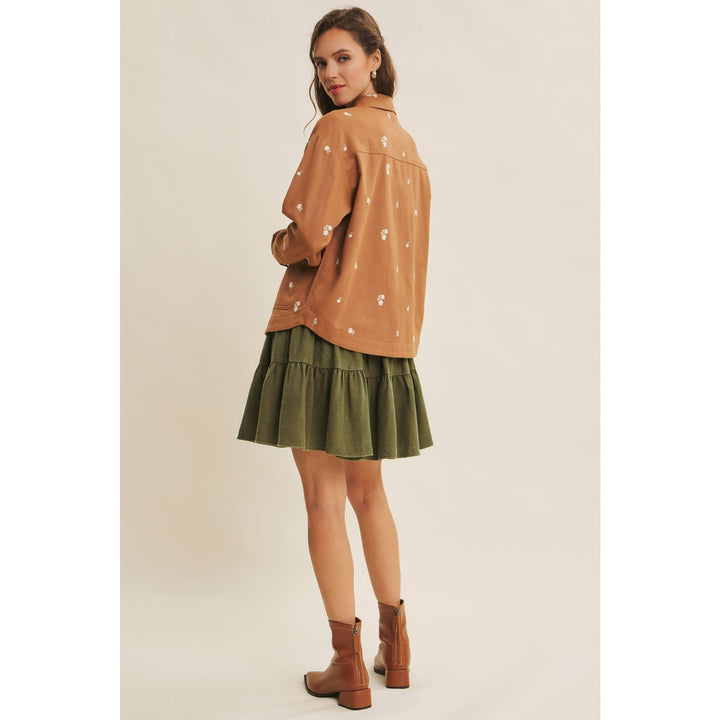 Embroidered Utility Jacket in Olive