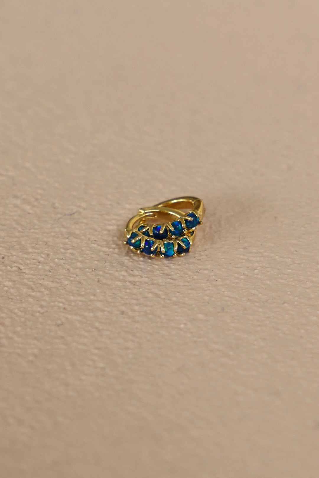 Dark Blue Opal Mini Hoops