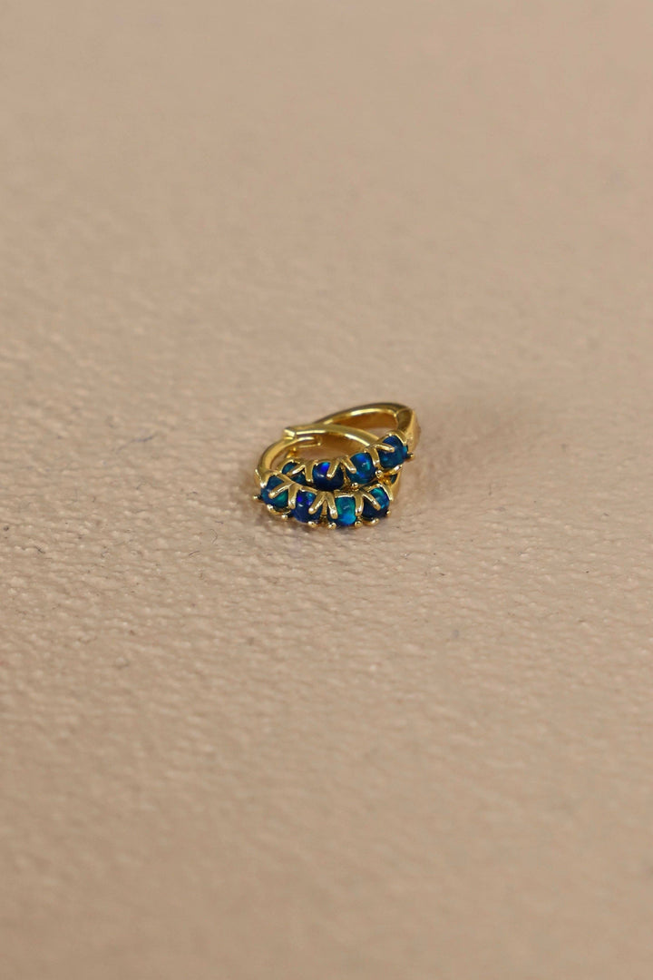 Dark Blue Opal Mini Hoops