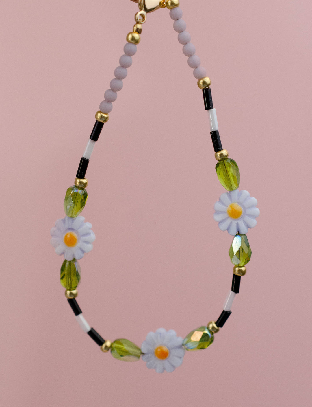 Lavender Daisy Beaded Bracelet