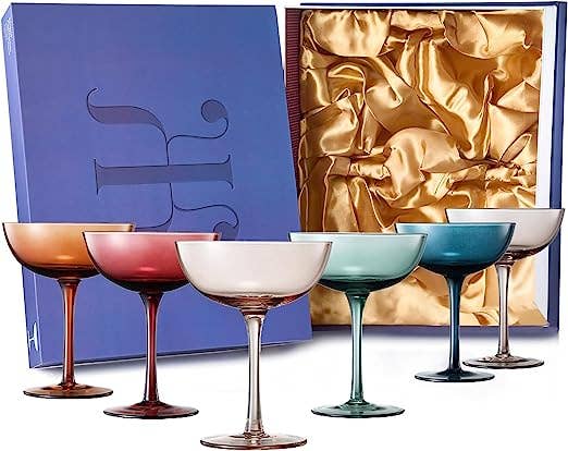 Pastel Colored Coupe Cocktail Glass, 6 Colors