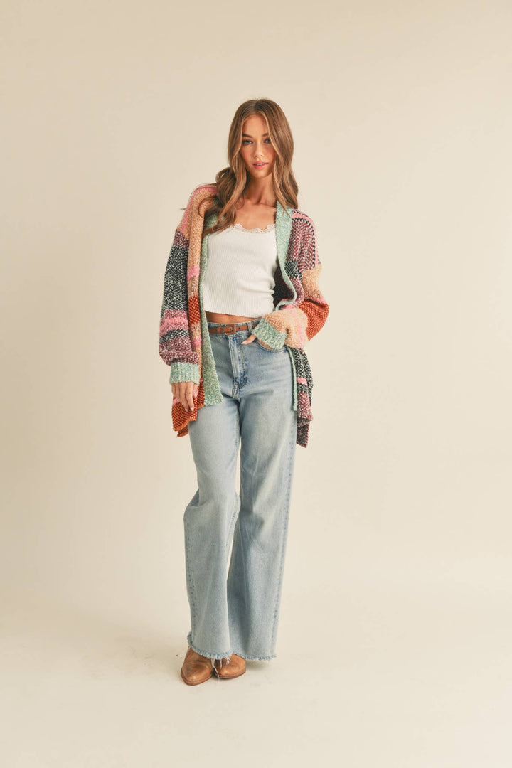 Oversized Color Block Cardigan in 2 Colors