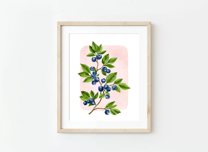 Blueberries Watercolor Print, local artist (3 Sizes)