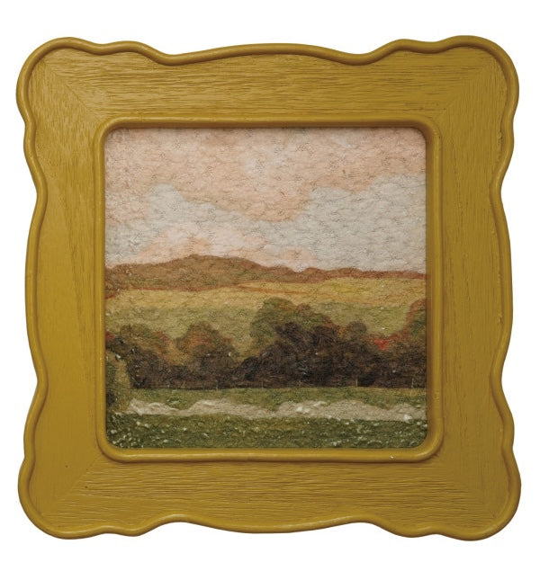 Slub Fabric Wall Décor with Scalloped Wood Frame, 2 Styles