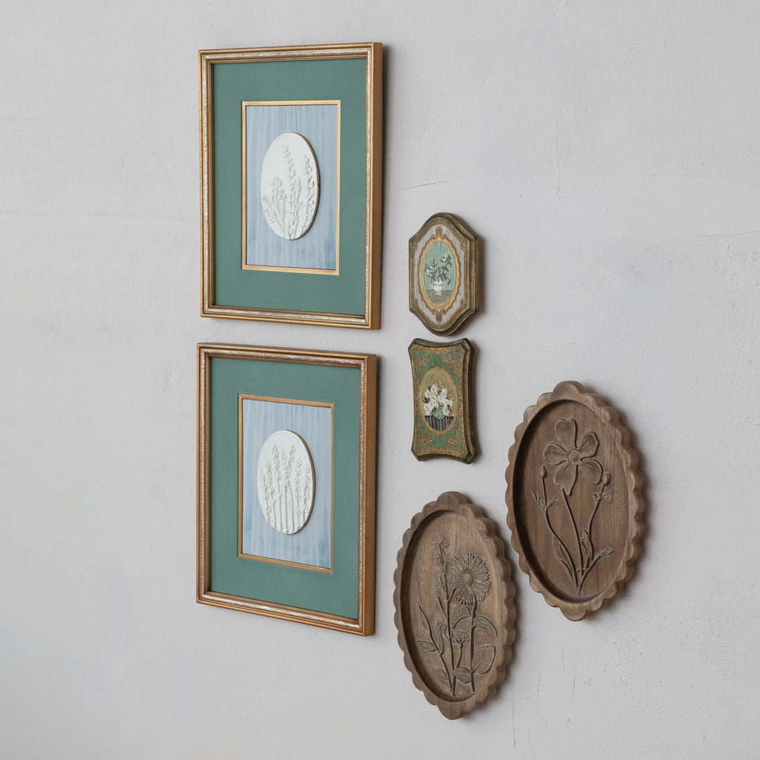 Antique Gold Finish Floral Wall Decor, 2 Styles