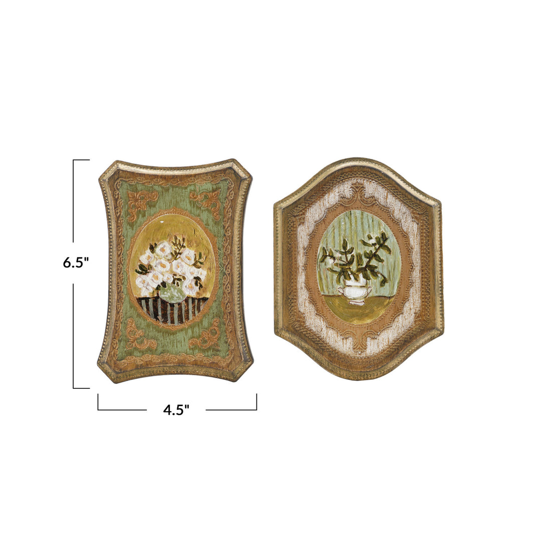 Antique Gold Finish Floral Wall Decor, 2 Styles
