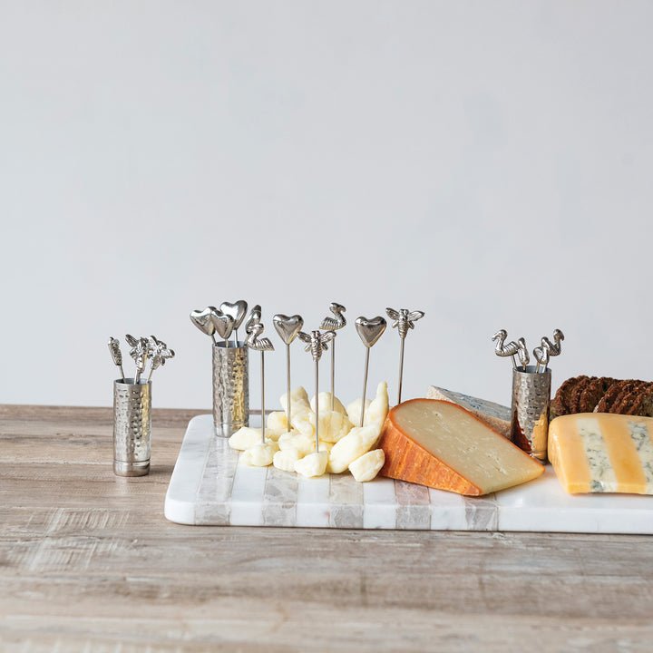 Stainless Steel Appetizer Picks with Bee Handles, Boxed Set of 7