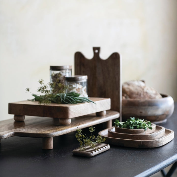 Mango Wood Footed Cheese/Serving Board, Natural