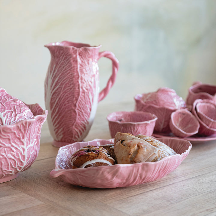 Stoneware Cabbage Shaped Platter, Pink