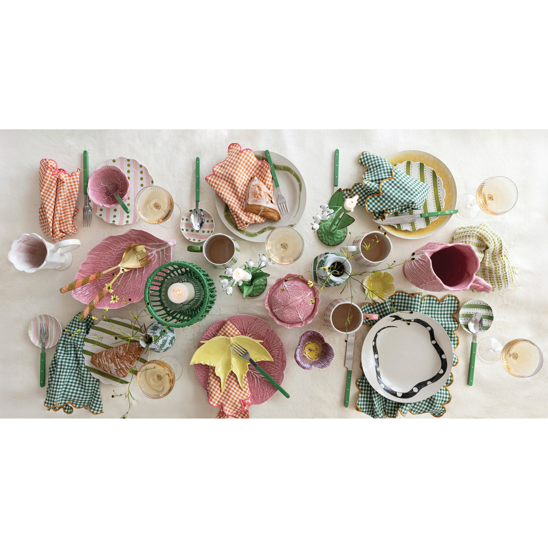 Stoneware Cabbage Shaped Plate, Pink