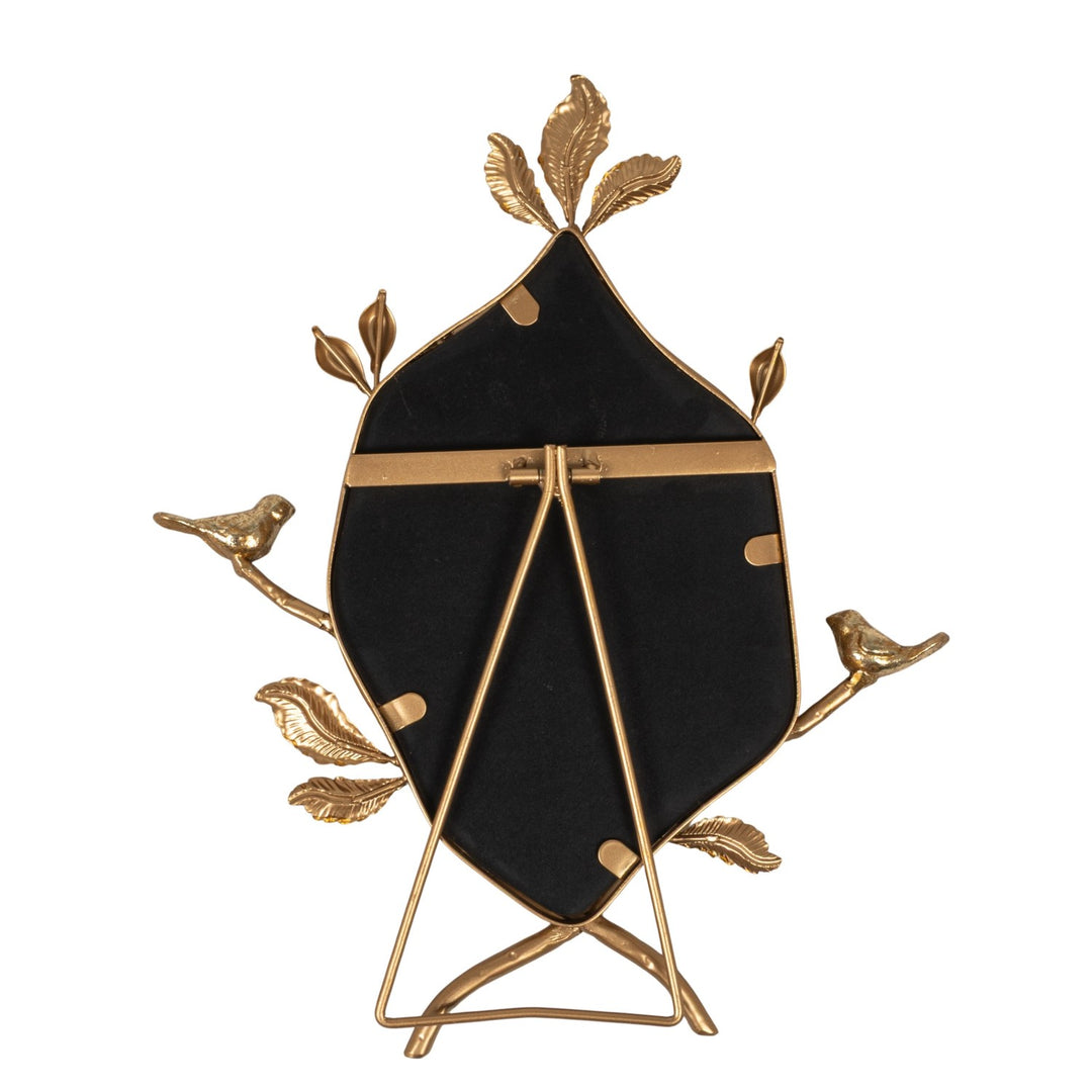 Twig Framed Standing Mirror with Birds & Leaves, Gold Finish