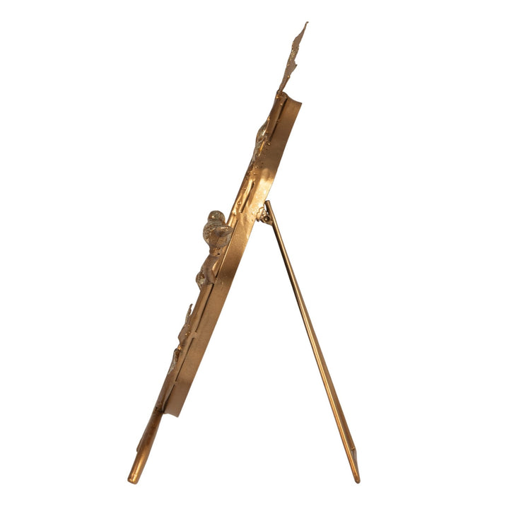 Twig Framed Standing Mirror with Birds & Leaves, Gold Finish