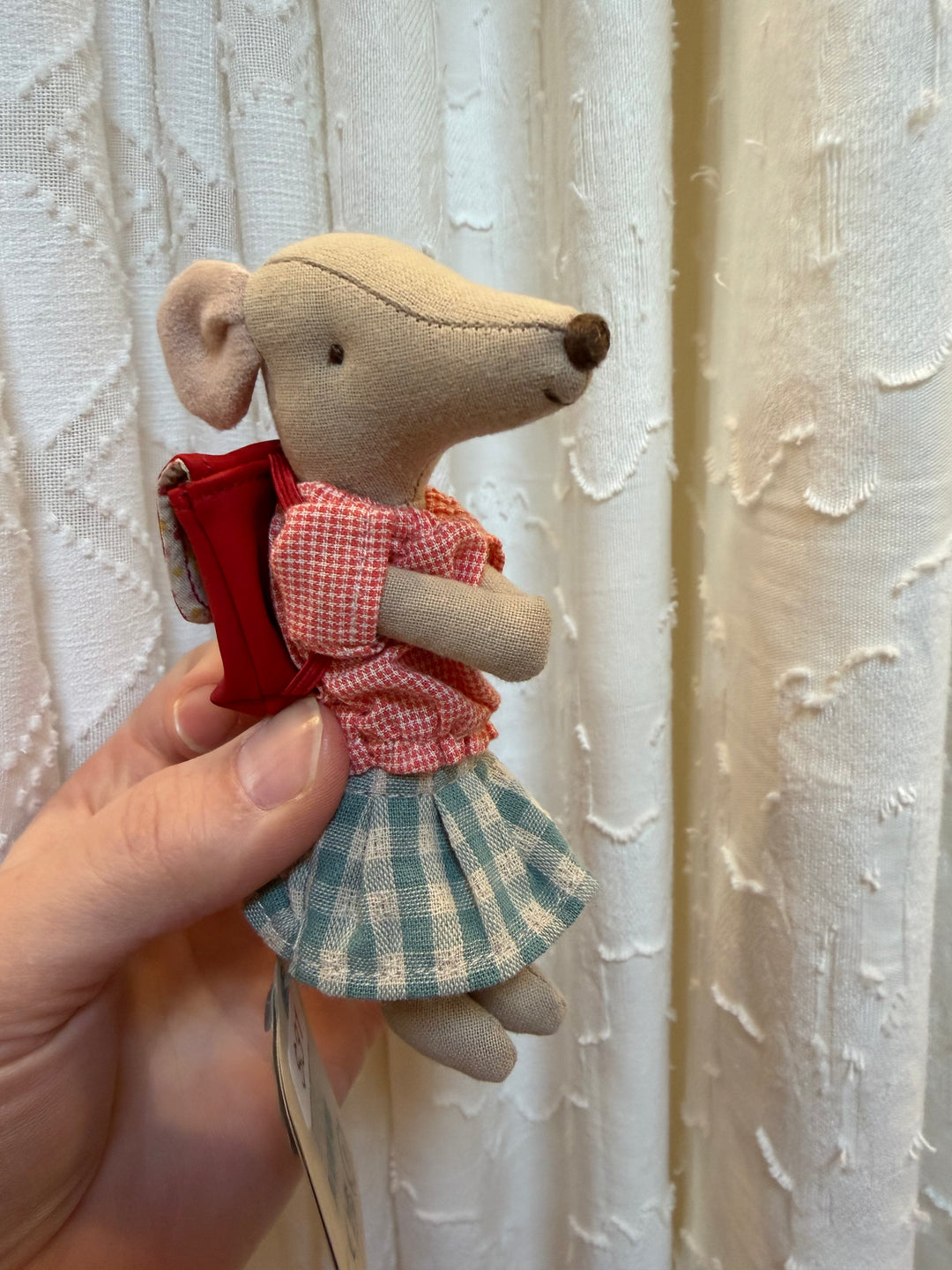 Tricycle Mouse- Light Blue Skirt, Big Sister with Bag in Red