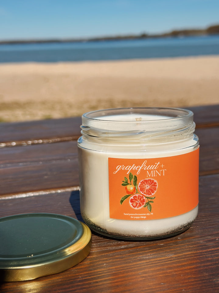 Grapefruit + Mint, 100% Soy Candle