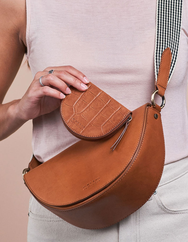 Laura Coin Purse in Cognac Croco Classic Leather