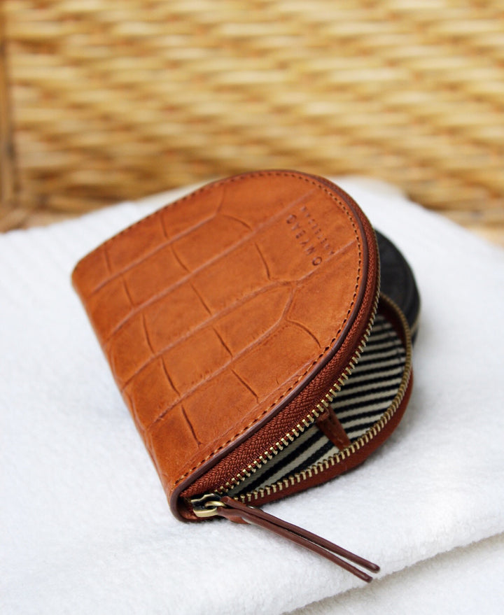 Laura Coin Purse in Cognac Croco Classic Leather