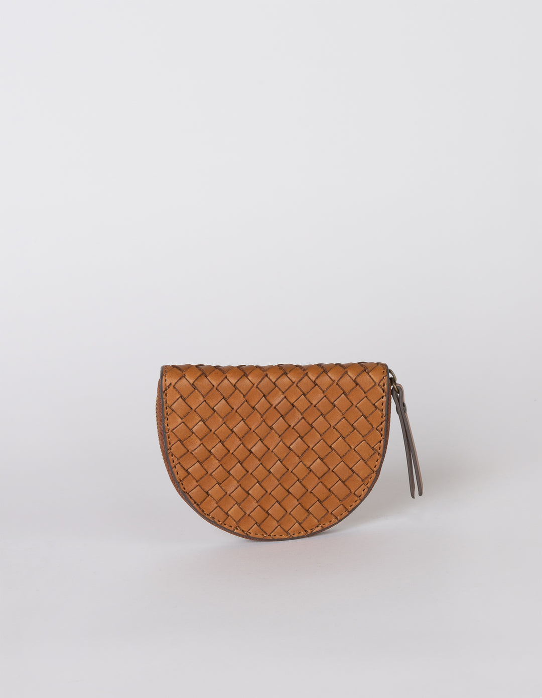 Laura Coin Purse in Cognac Woven Classic Leather